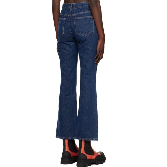 new GANNI high rise 100% organic denim non stretch Betzy jeans Dark Blue Stone - Picture 5 of 13